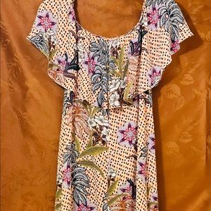 Zara on the shoulder, off the shoulder floral dress.